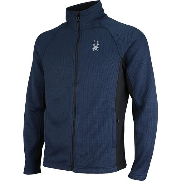 Spyder Men's Blue/Black Frontier Constant Textured Full Zip Sweater Jacket - L - Picture 1 of 9